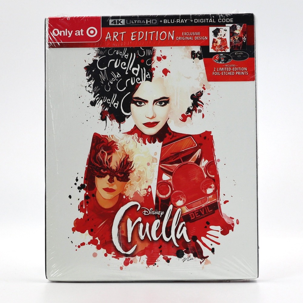 Disney Cruella 4K UHD Blu-ray Target Exclusive Art Edition Foil Prints Movie New